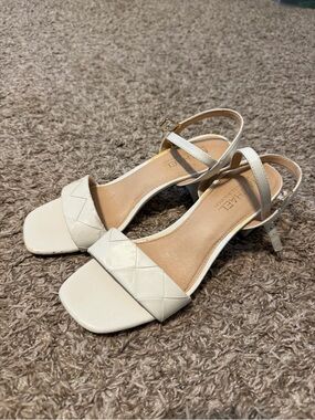 Michael Shannon Cream Braided Front Low Heel Sandals